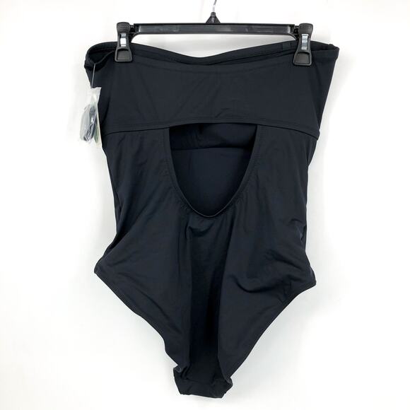 TOMMY BAHAMA Palm Modern Bandeau One Piece Swimsuit Size 8 Black Cut Out NWT - Picture 6 of 10